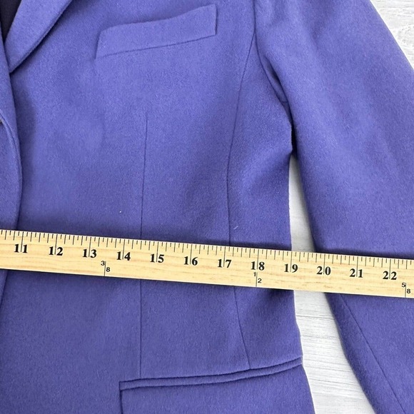 LL Bean Blazer Jacket Women Size 16 Petite Purple 3 Button Wool Cashmere Blend - Picture 11 of 14